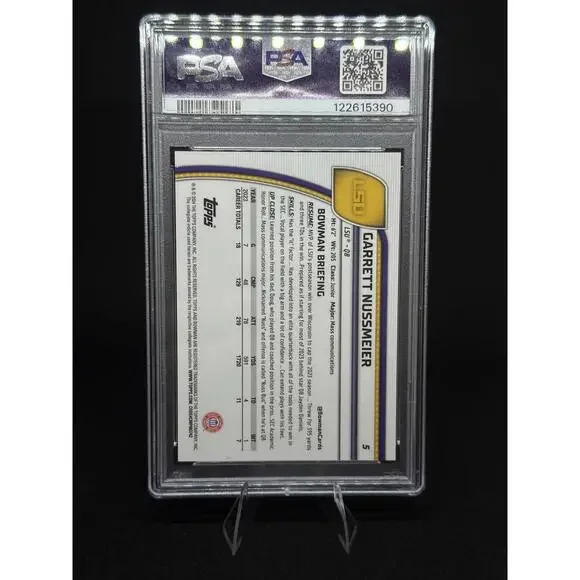 2024 Bowman University Chrome - Garrett Nussmeier #5 Fuchsia Refractor /150 (RC) - Picture 2 of 3